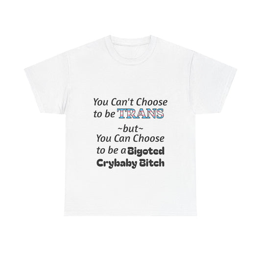 Trans Rights Statement Tee — "You Can't Choose to Be Trans" Graphic T-Shirt